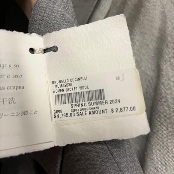 Brunello Cucinelli Light Gray Wool Jacket - Picture 5 of 5